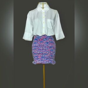 NWT English Factory Colorful, Shimmery, Texturized Mini Skirt, Elastic Waist, XS